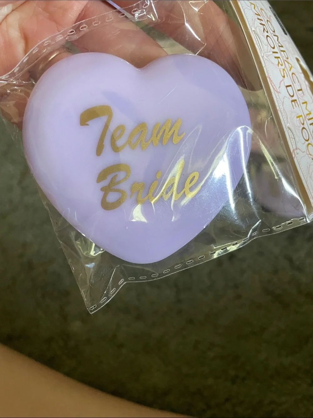 Bride & Team Bride Heart Compact Mirrors - 3 Pink, 4 Purple, 1 White - 8 Total